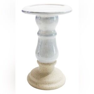 Elegant White and Tan Candle Pillar Holders